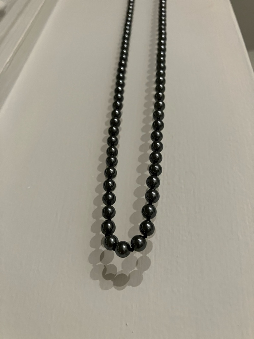 Sleek Black Hematite Bead Necklace
